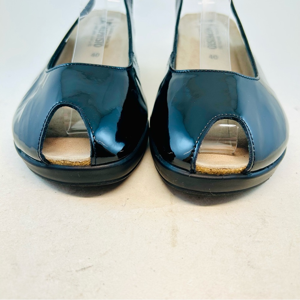 Mephisto Black Patent Leather Nastasia Peep Slingback Wedge Sandals sz 40 9-10 - Picture 3 of 11